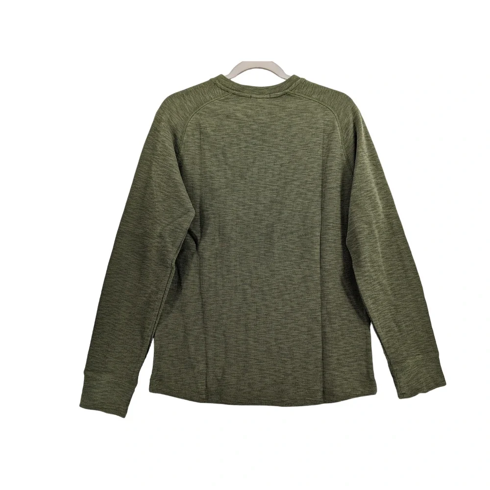 Banana Republic Double Knit Shirt S Olive Green Crewneck Long‎ Sleeves Layering